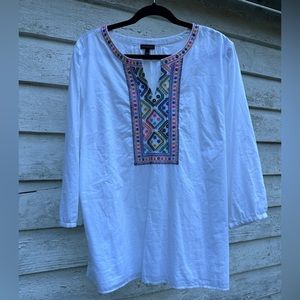 Talbots Beaded and Embroidered Voile Long-sleeve Tunic